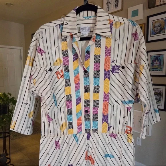Barboglio Cristina Jan 1980s Multicolor Cotton‎ Jumpsuit - Picture 2 of 6